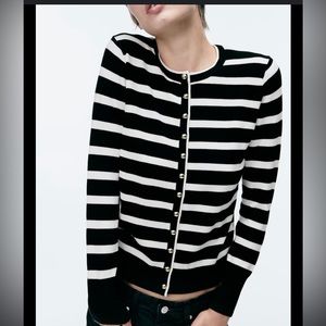 Zara Buttoned Knit Cardigan / Stripped swater